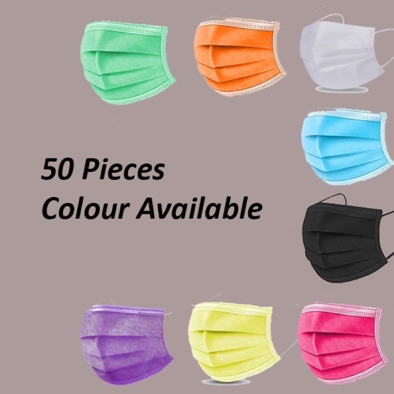 50 pcs Face Mask Disposable Earloop 3ply 3 ply Anti-dust Breathable ...