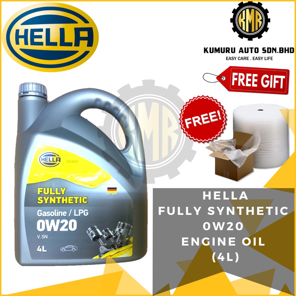 (1BTL) Hella Fully Synthetic 0W20 SN Engine Oil 4L Minyak Hitam Enjin