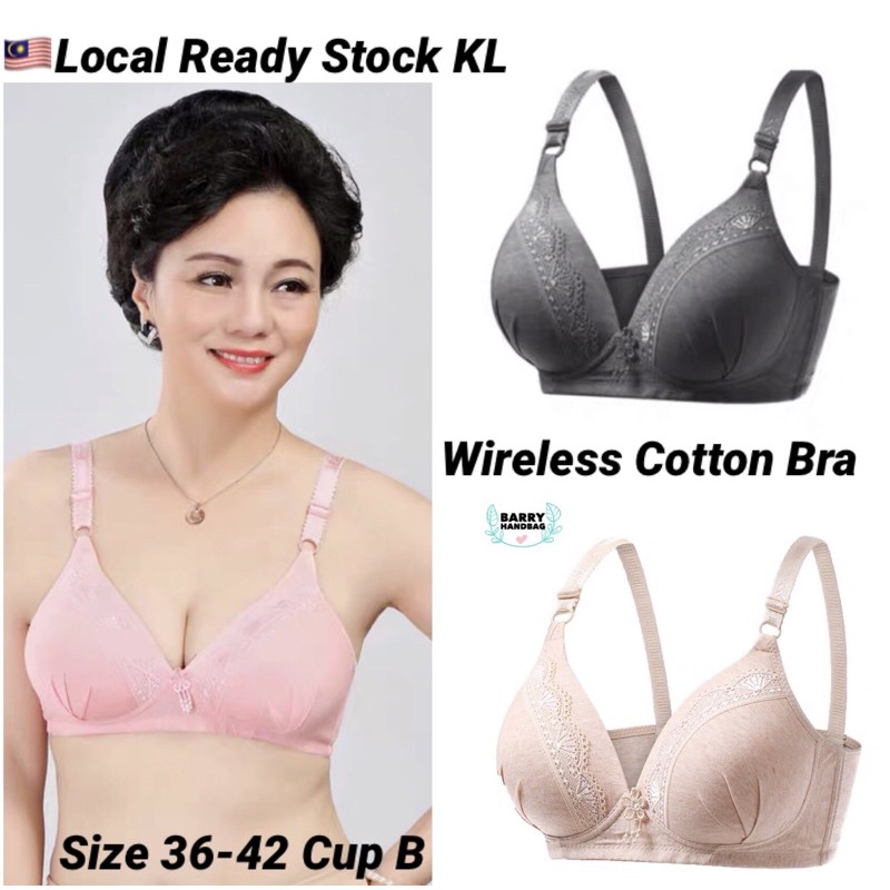 36-42 Lace Cotton Full Cup Bra Non-Wired Thin Sponge Comfy Women Bra Cup B  Baju Dalam Wanita Kain Cotton