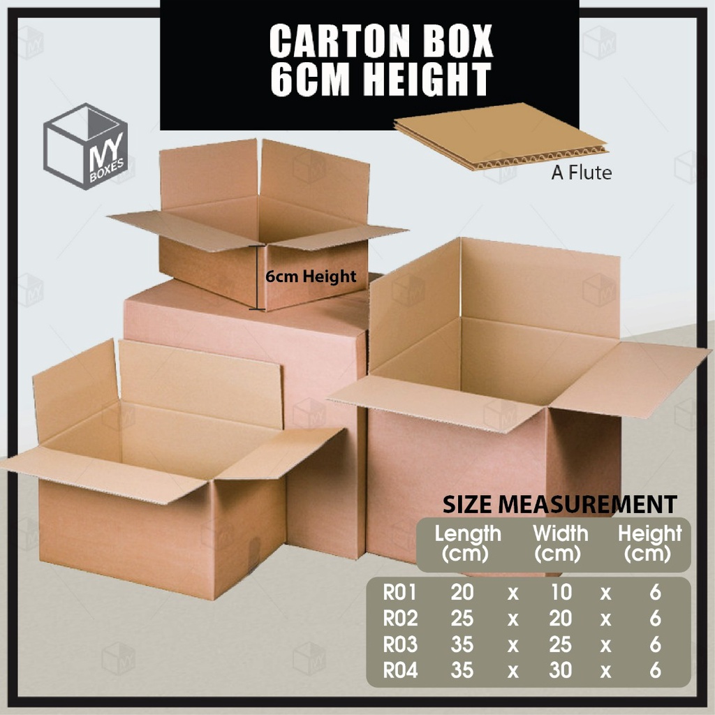 Carton Box Packing Box Packaging Box Kotak - A Flute - 6 cm Height ...