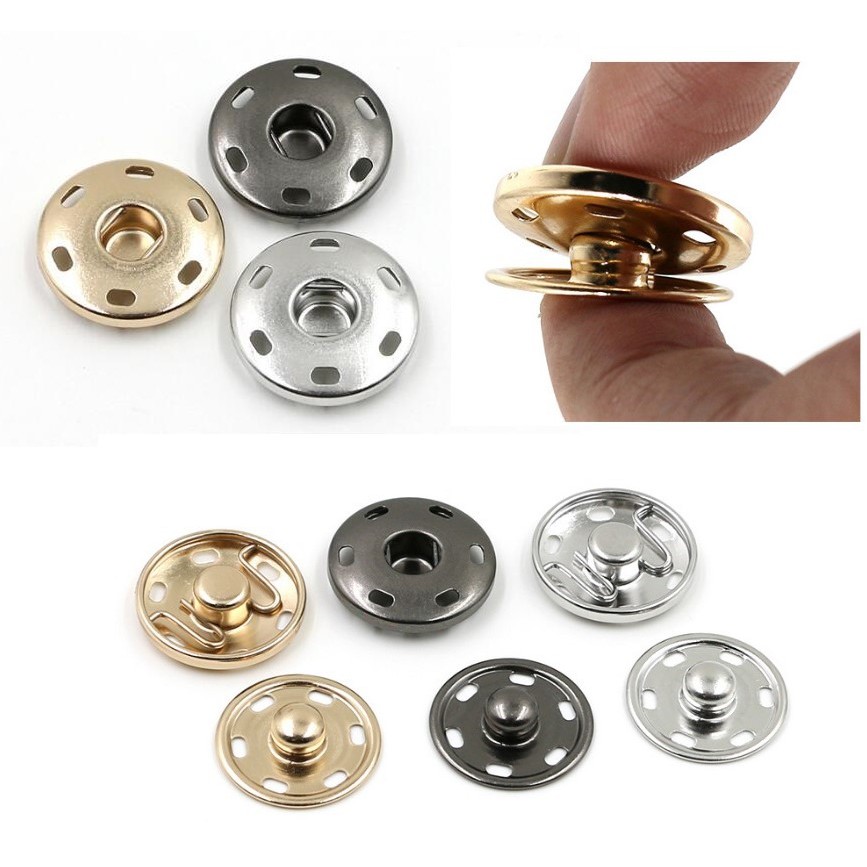 20Sets Hidden Button Metal Sewing Button Snap Fastener Press Stud Sew On Sewing Craft Shopee