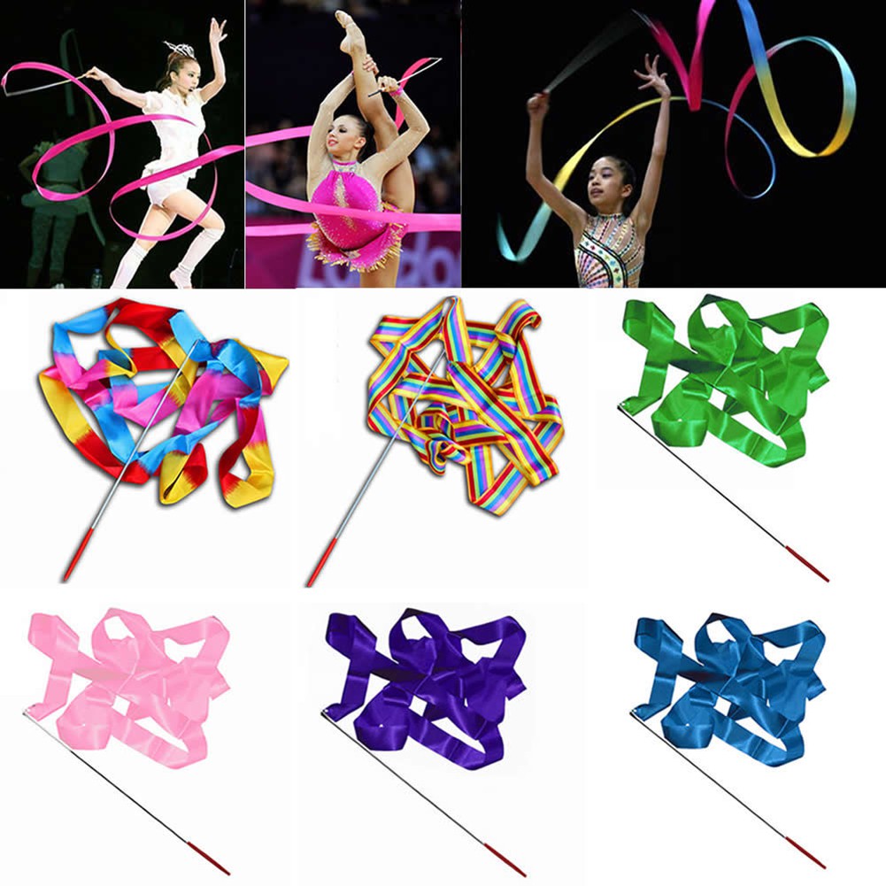 4M Colorful Dance Ribbon Gym Rhythmic Art Gymnastic Streamer Twirling ...