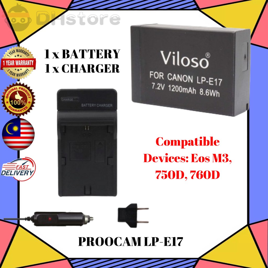 thumbnail image 2 of Progo LP-E17 Battery & Charger Kit For Canon EOS M3, 750D, 760D, T6i, T6s, Kiss X8i 2 of 6