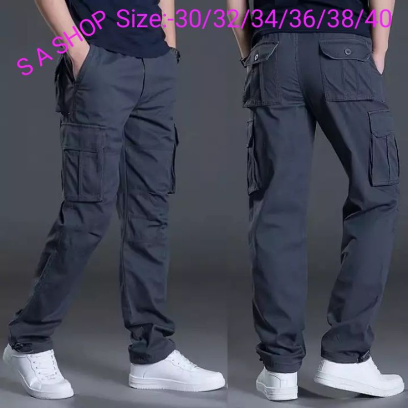 Cargo Seluar 6 Pockets Slack Pants Multi-pocket Work Pants Seluar Kerja ...