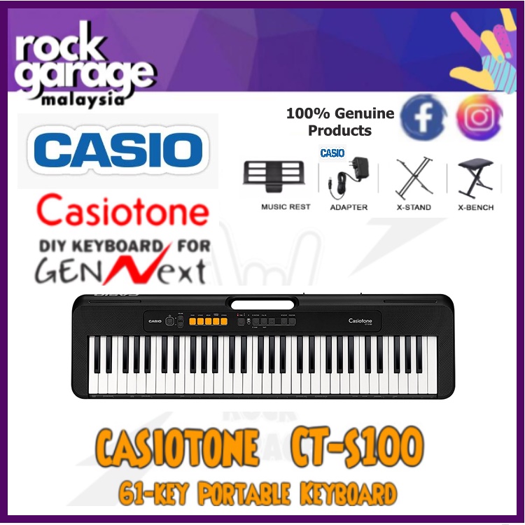 Casio CTS100 61Keys Casiotone Keyboard with Keyboard Bench and Bag