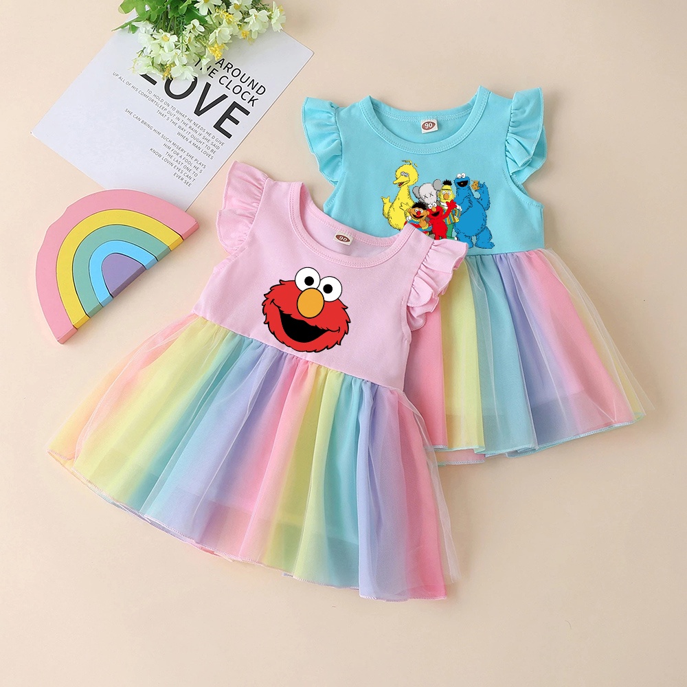 SESAME STREET ELMO Little Girls Dress for Children Clothing Princess ...