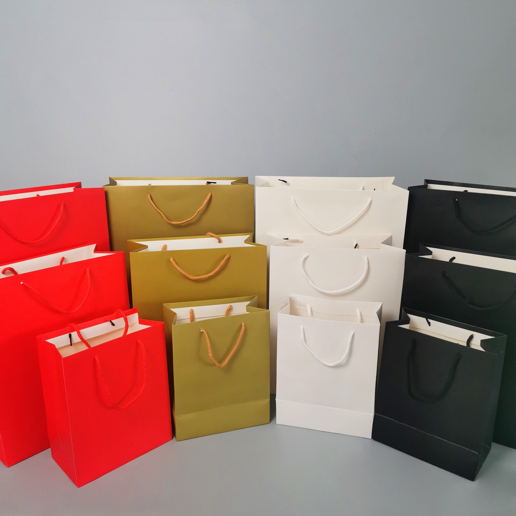 SHIOK S / M / L / XL Rectangular Shaped Plain Paper Gift Bag With Rope ...