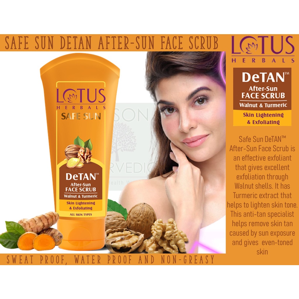 Lotus Herbal Safe Sun Detan After Sun Face Scrub Walnut And Turmeric