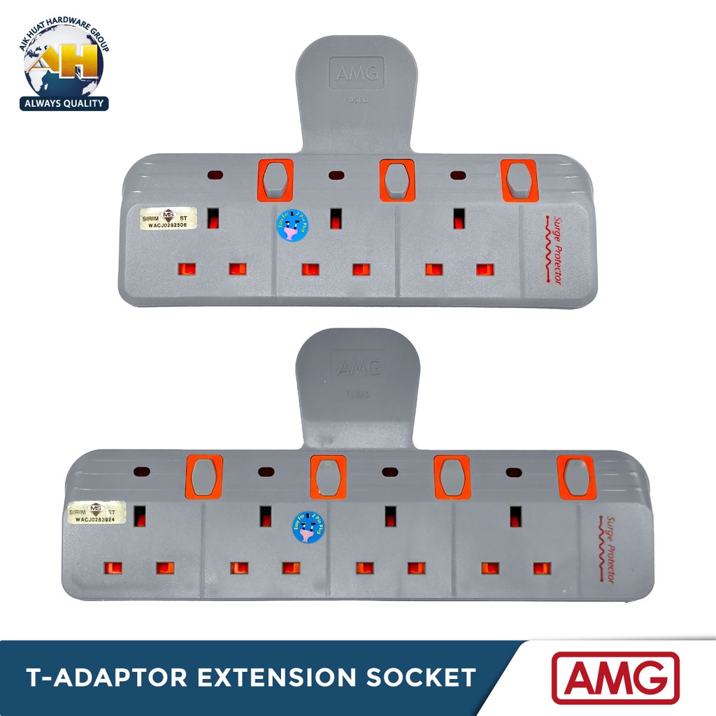 [SIRIM] AMG T-Adaptor Extension Wall Socket | 3 Way & 4 Way | Lightning ...