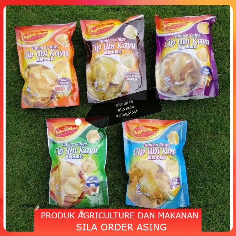 Cip Ubi Kayu Agromas 80g Tapioca Chips Original Bbq Kari Keju