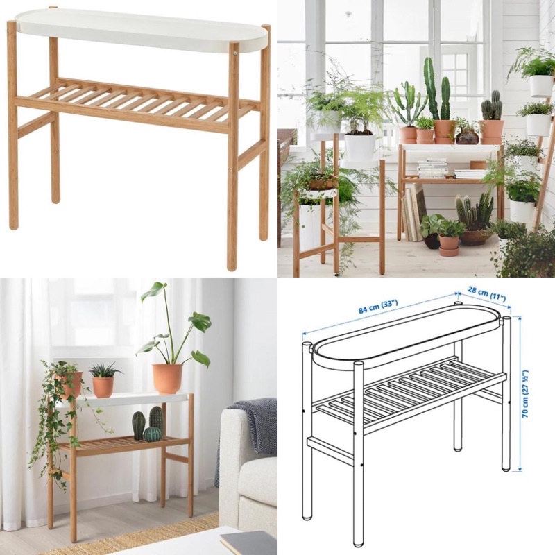 IKEA Satsumas Plant Stand Coffee Table Bedside Bamboo White Ladder