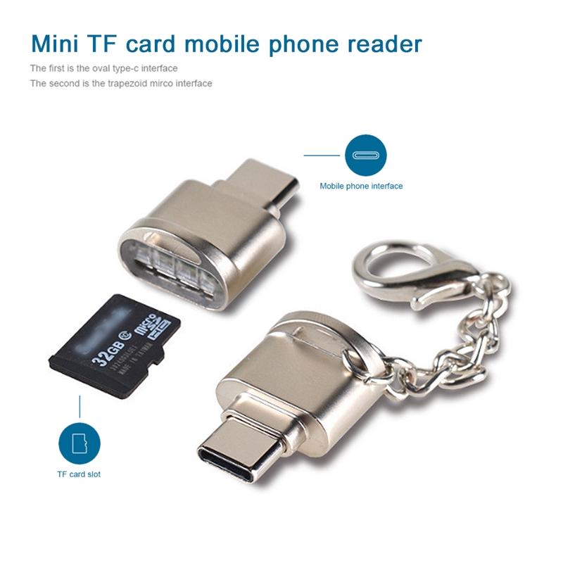 Portable Mini Card Reader Type C Micro SD TF Memory Card Reader OTG ...