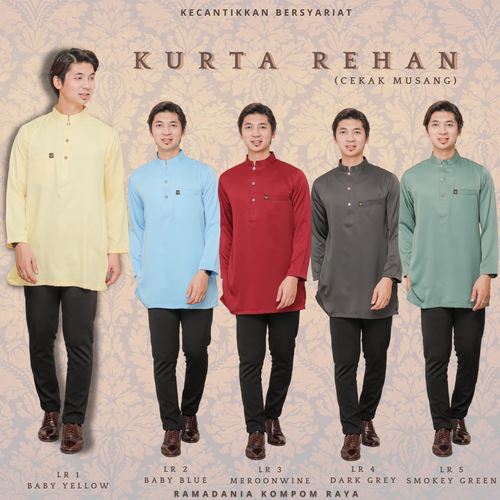 BAJU RAYA KURTA REHAN CEKAK MUSANG MUSLIM | Shopee Malaysia