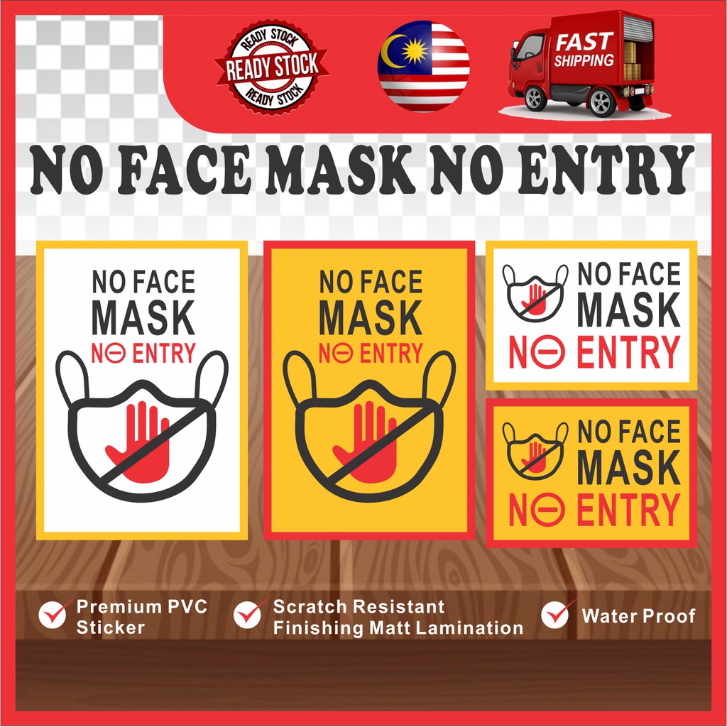 ready stock / sop sticker / no mask no entry sticker / matt PVC sticker ...