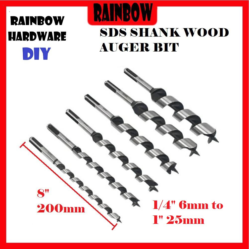 SDS WOOD AUGER BIT / MATA DRILL KAYU 1/4",5/16",3/8",1/2",9/16",5/8