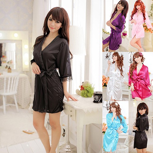 Women Fantastic Nightdress Lace Sleepwear Bathrobe Gown Robe + G-String ...