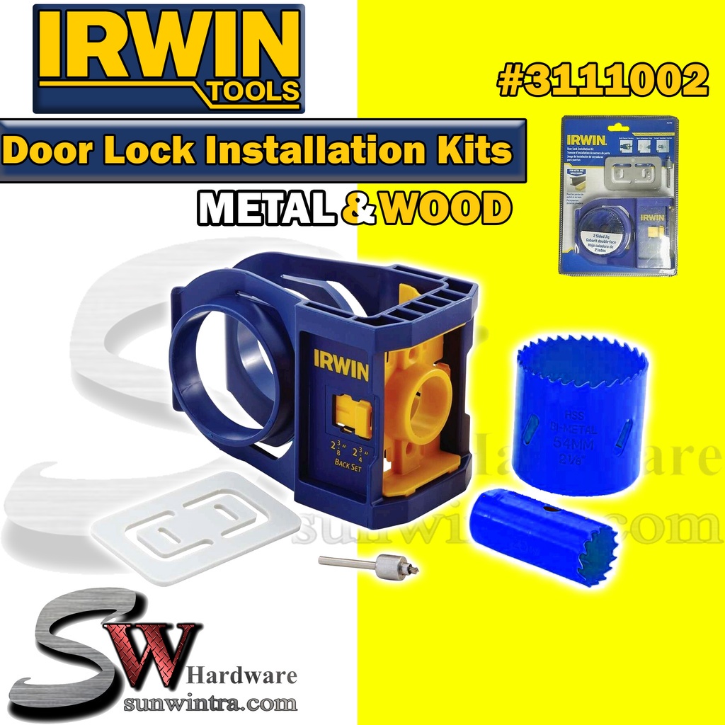 Irwin Heavy Duty Metal & Wood Door Lock Installation Kits 3111002