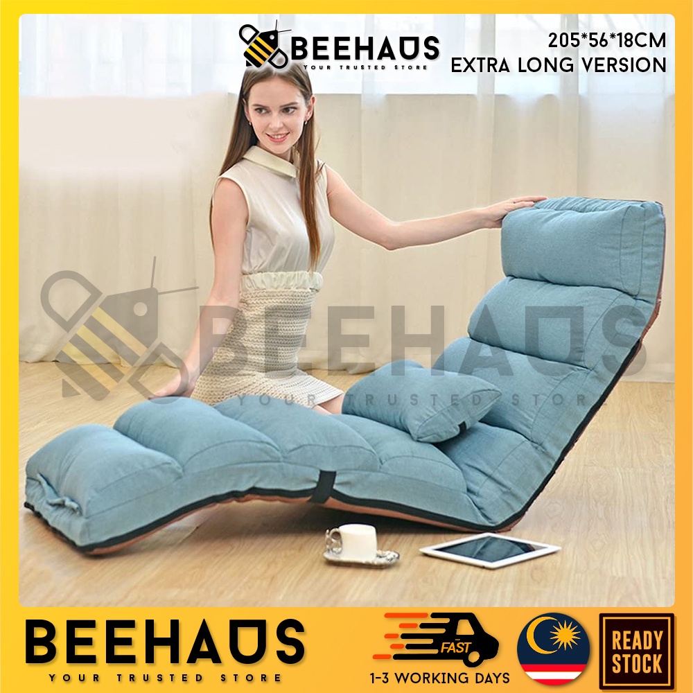 BEEHAUS Extra Long Lazy Chair Adjustable Foldable Washable Comfortable ...