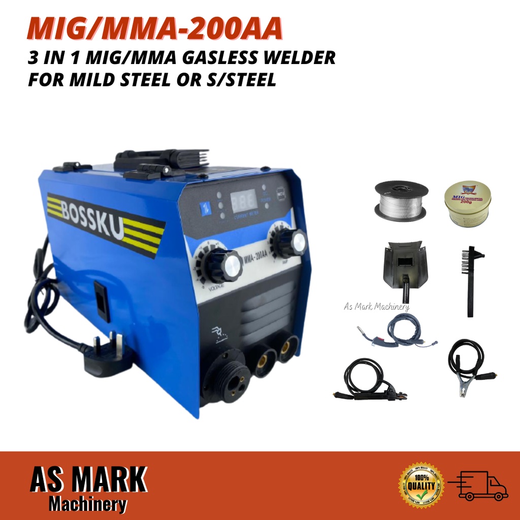 🔥Stainless Steel🔥 3 in 1 MIG/MMA 200AA Gas-less MIG / Gasless Welding ...