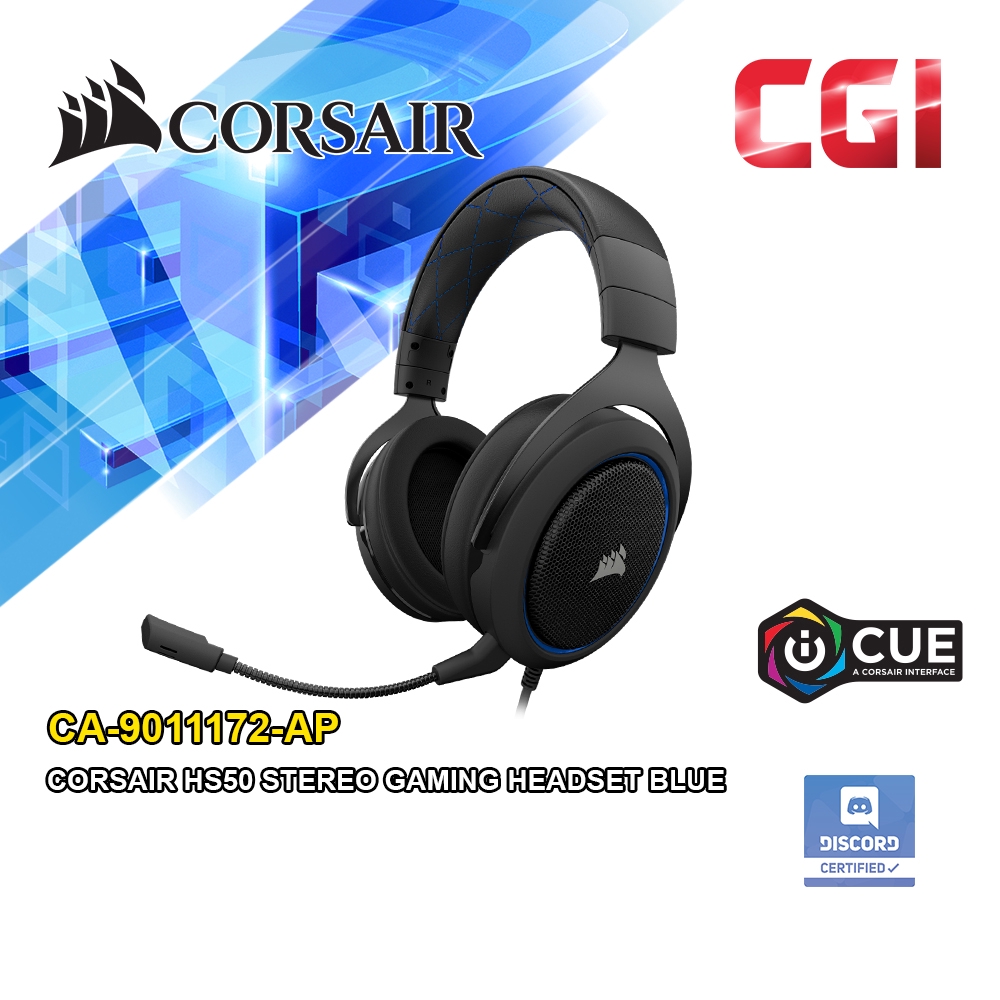 Corsair HS50 Stereo Gaming Headset Blue CA 9011172 AP