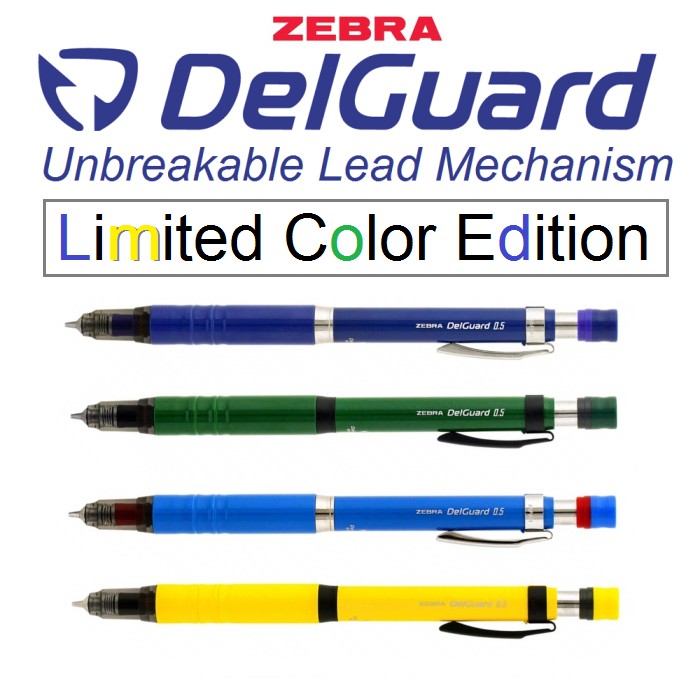 Zebra DelGuard Mechanical Pencil, 0.5 mm, Unbreakable Lead, Black