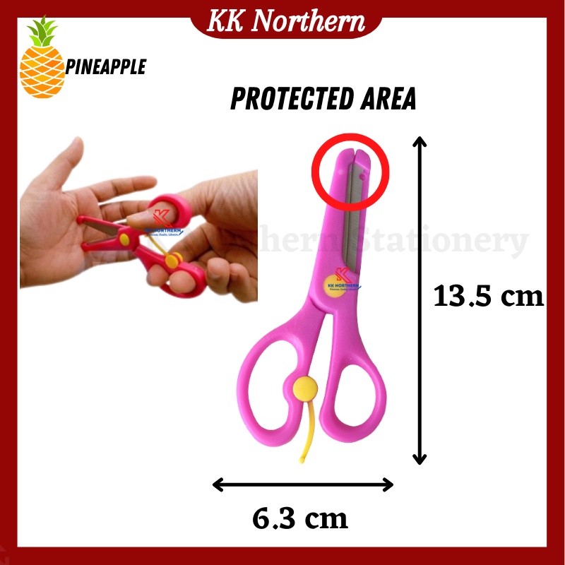 Pineapple Safe Spring Handle Scissors for Kids Plastic Scissors ...