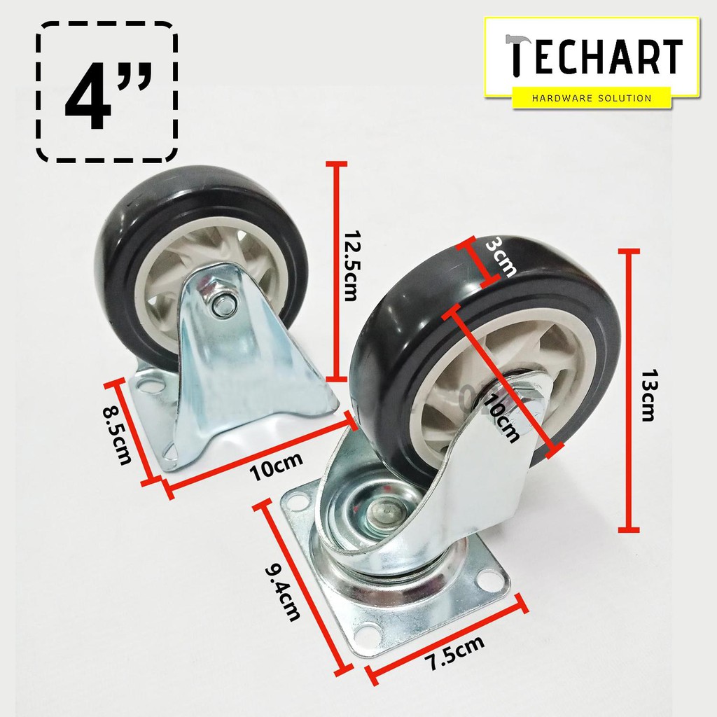 150KG Trolley 4 INCH Heavy Duty PU Caster Wheels Front OR Rear Wheels