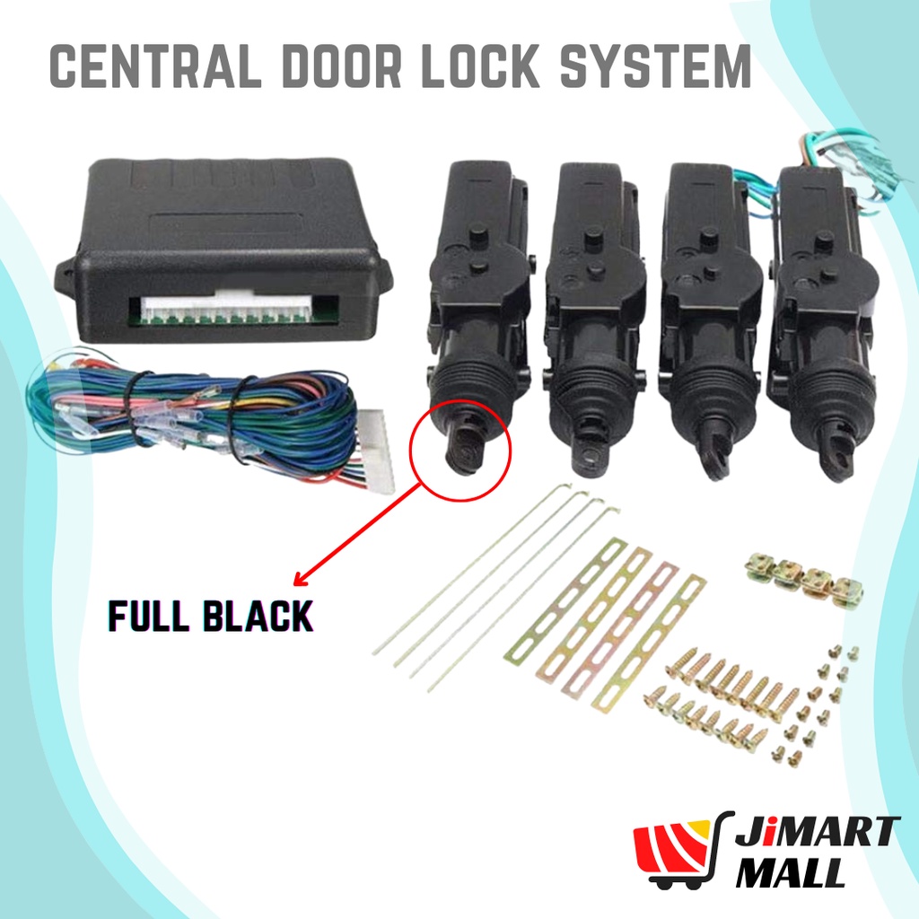 CENTRAL DOOR LOCK SYSTEM 4 PCS FULL BLACK Universal Car Alarm Door Gun Actuator Motor Locking