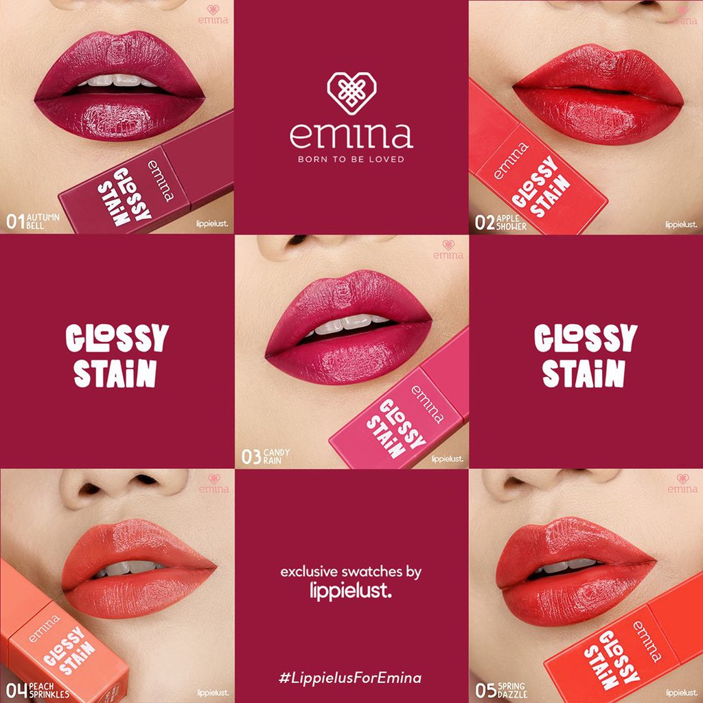 Emina Glossy Stain New Shade 6 10 Lip Tint Shopee Malaysia