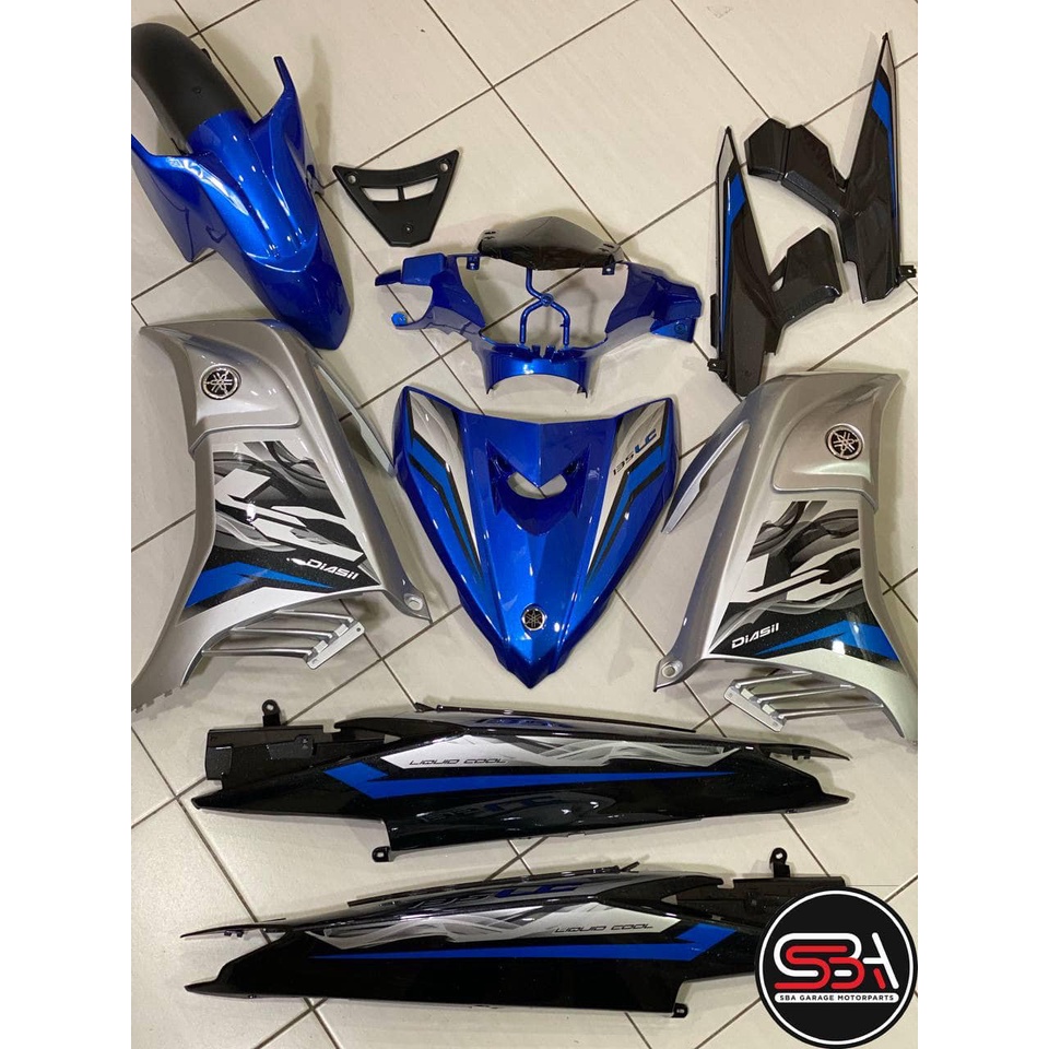 COVERSET YAMAHA SIAP TANAM LC135 LC V6 V7 BIRU SILVER GLOSSY KILAT