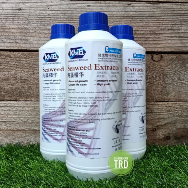 Botol 1 Liter SEAWEED EXTRACTS Ken Microbes Biotech Baja Estrak Rumpai ...