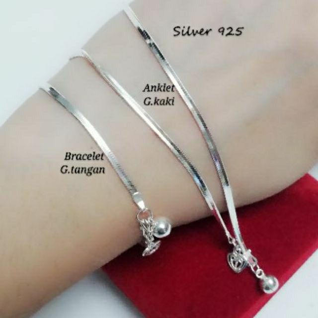 Silver 925 Bangle Men/ Women L18-20cm Bangle Dewasa