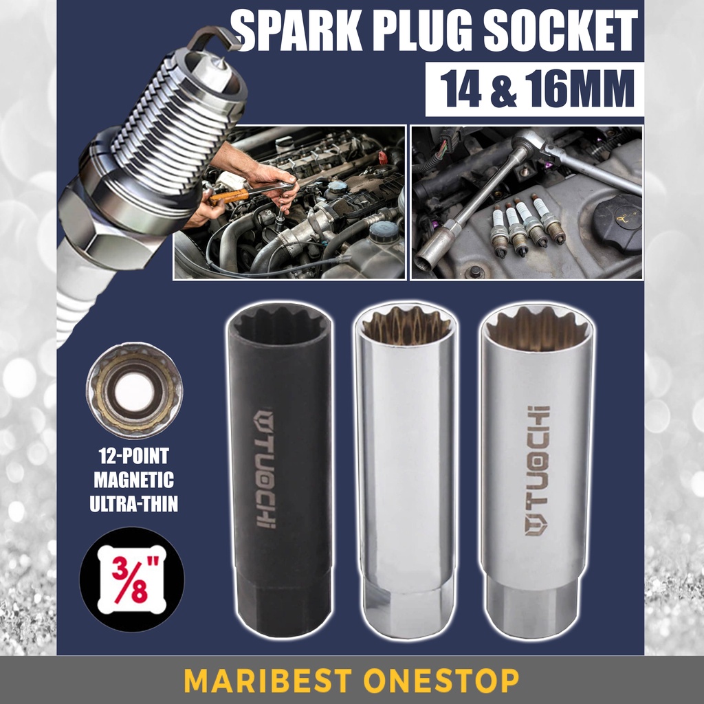 3/8" SQ DRIVE SPARK PLUG SOCKET 14MM 16MM DRIVE CHROME VADADIUM HIGH