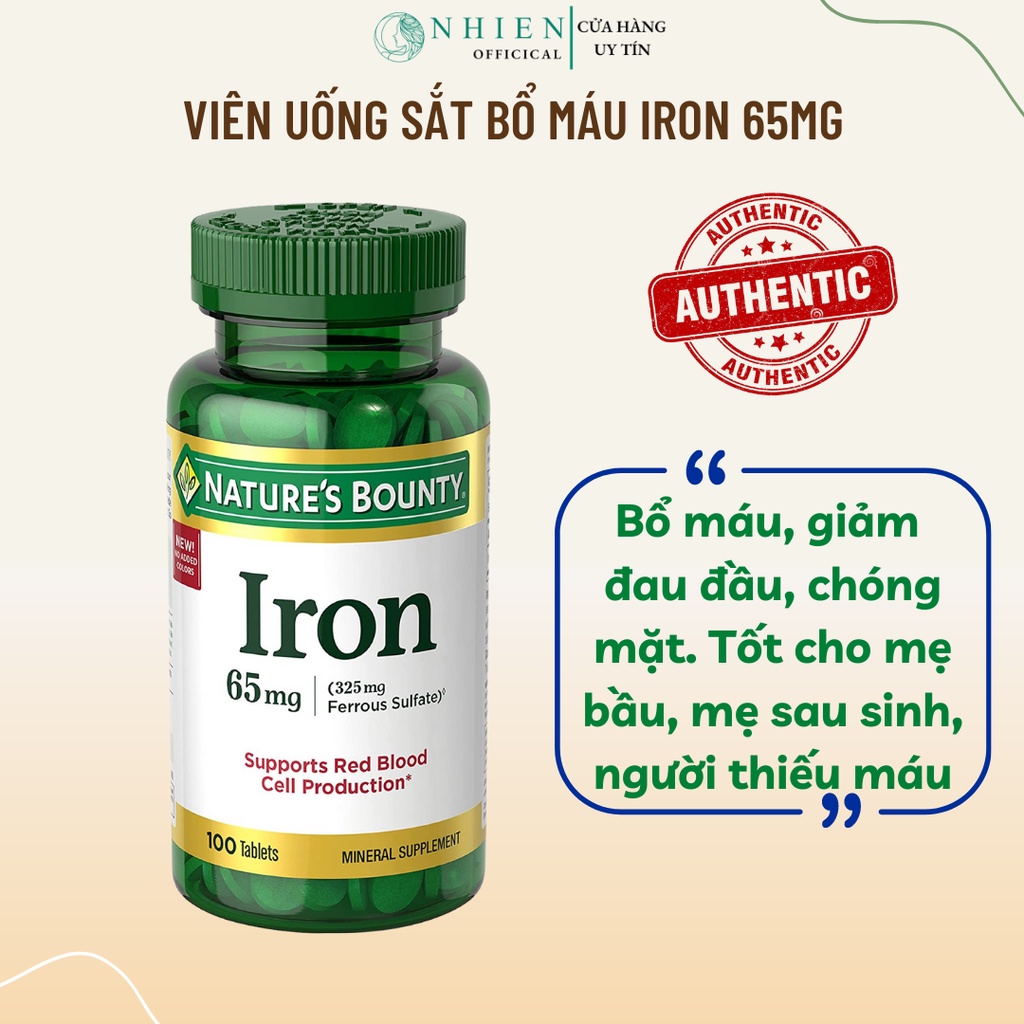 Iron 65mg Oral Tablet For Blood Tonic, Relieve Headache, Dizziness