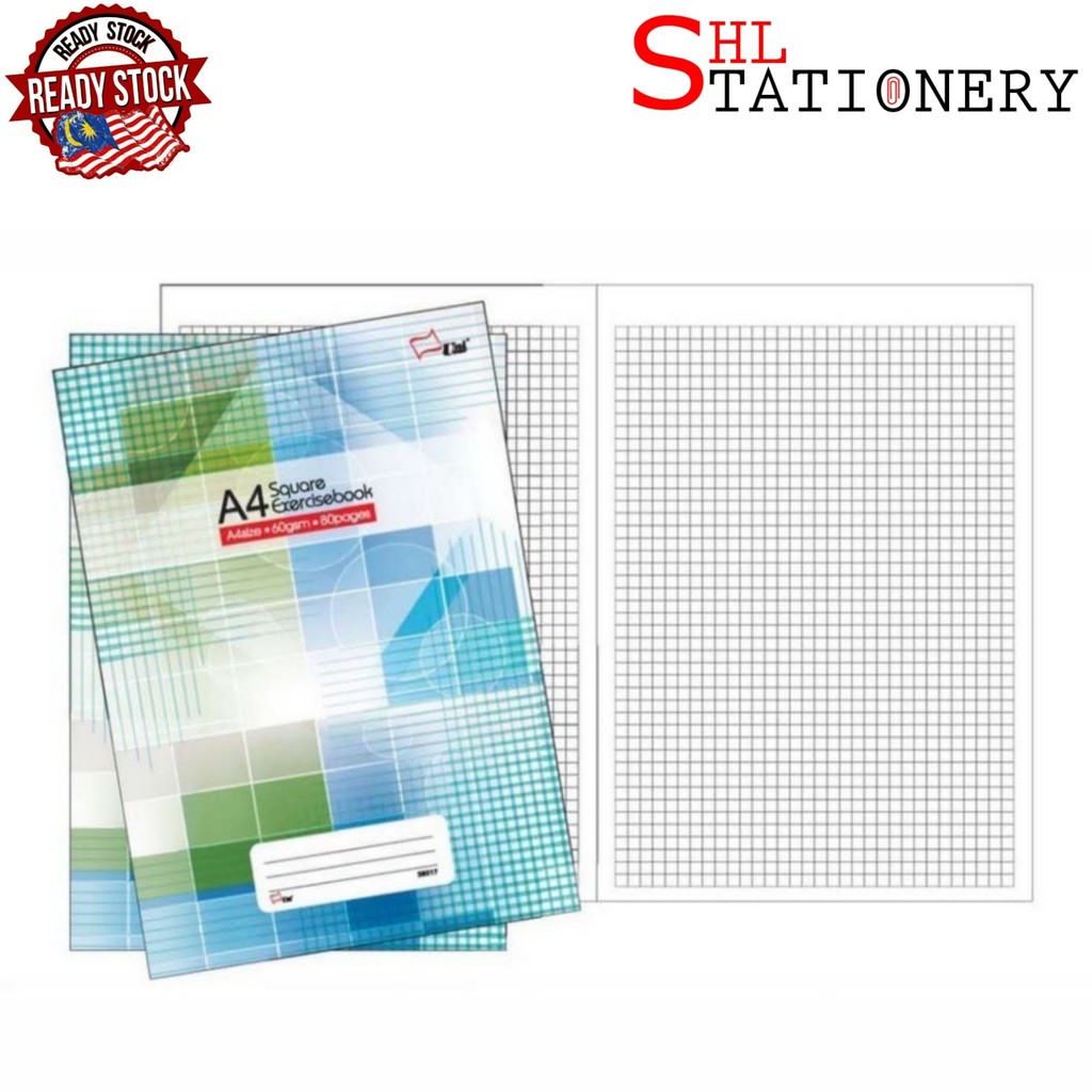 A4 60gsm Double Sided Grid Square Exercise Book 80 pages | Shopee Malaysia