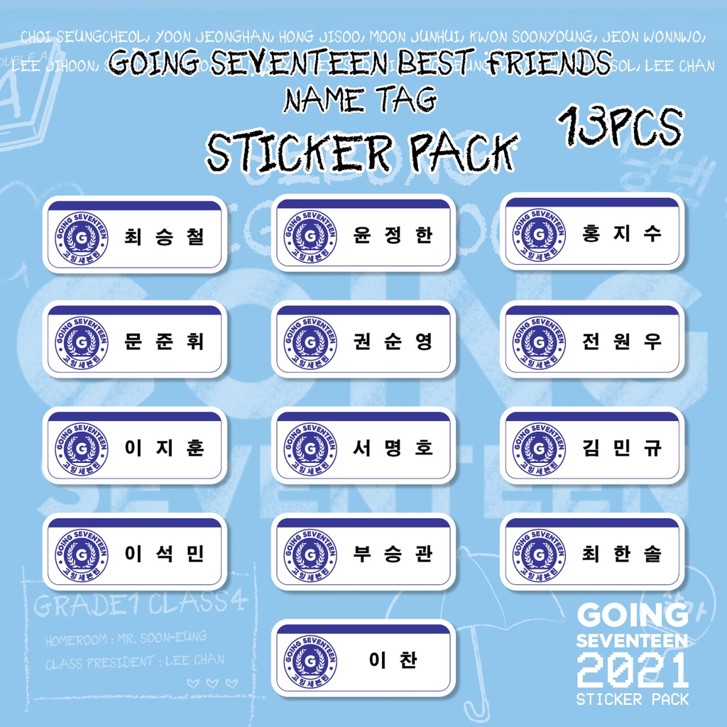 GOING SEVENTEEN 2021 BEST FRIEND NAMETAG STICKER PACK Shopee Malaysia