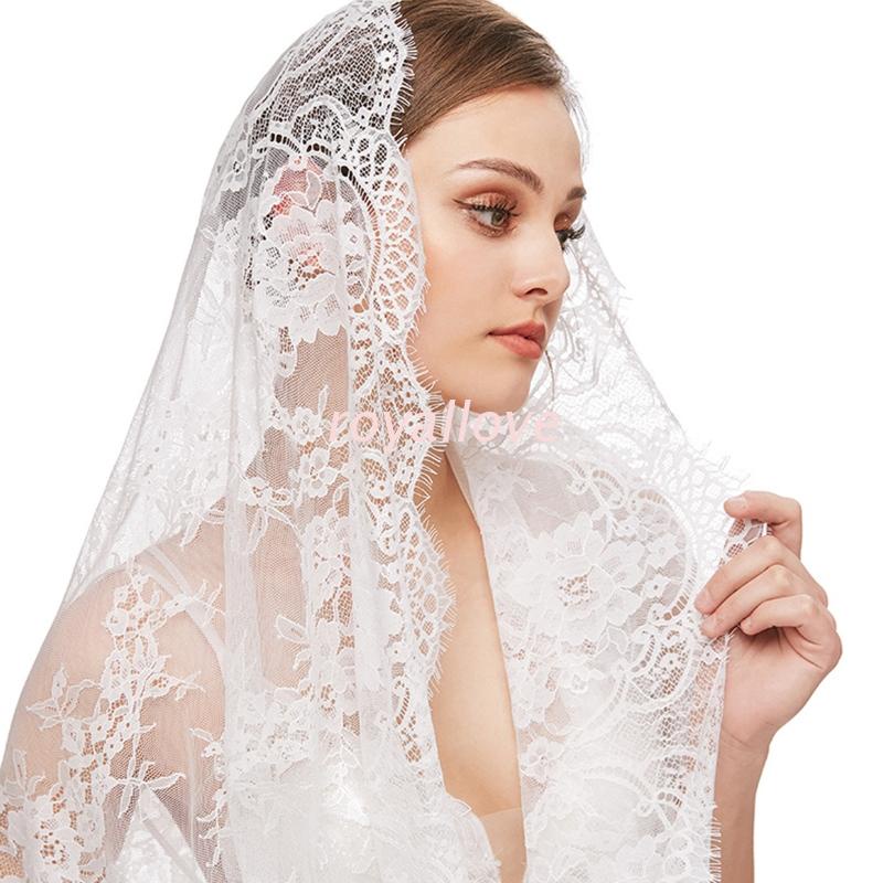 thumbnail image 2 of TEWAX Lace Mantilla Infinity Veil Beautiful Floral Design Head Covering For Women Girls Catholic Church Veils For Chapels 2 of 14