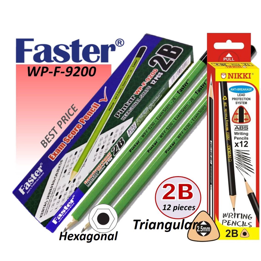 Faster 2B Pencils Pintar Eris Nikki Niso 2B 12 pieces 1 box 1 dozen ...