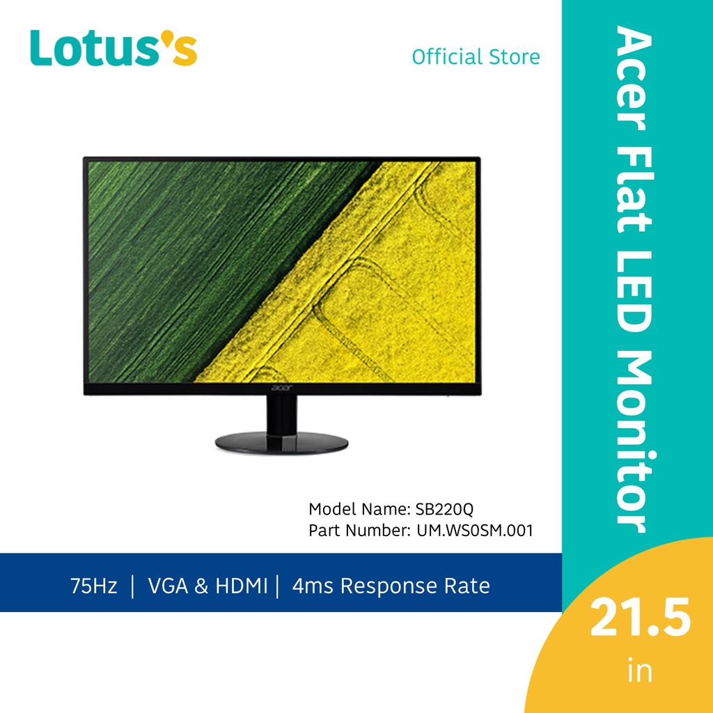 Acer SB220Q 21.5 inch IPS FHD 75Hz Flat LED Monitor Shopee Malaysia