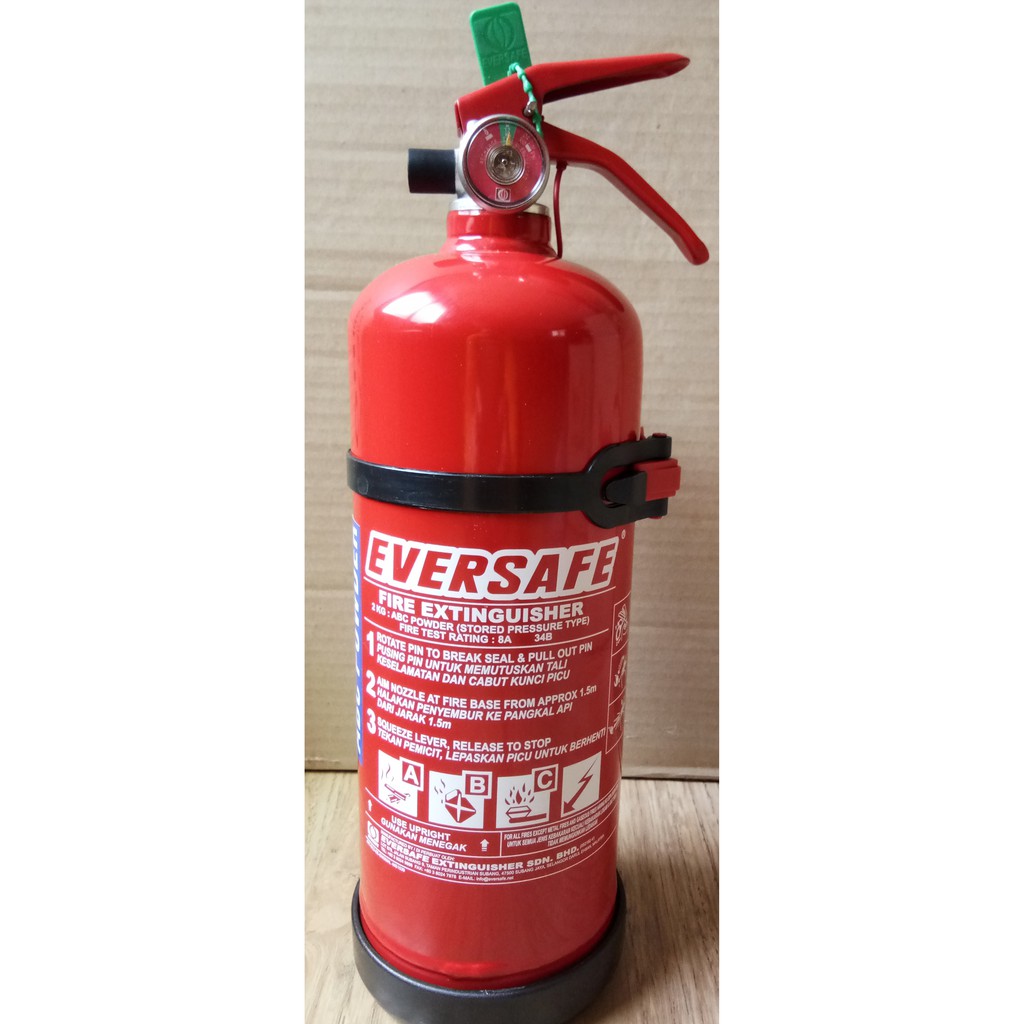 EVERSAFE 2kg Fire Extinguisher ABC Dry Powder (SIRIM Cert) Shopee