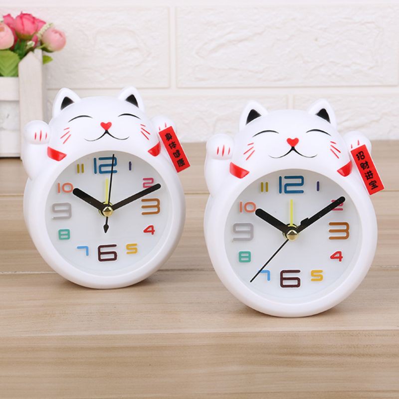 Chinese lucky cat clock feng shui figure clock in colorful box kids