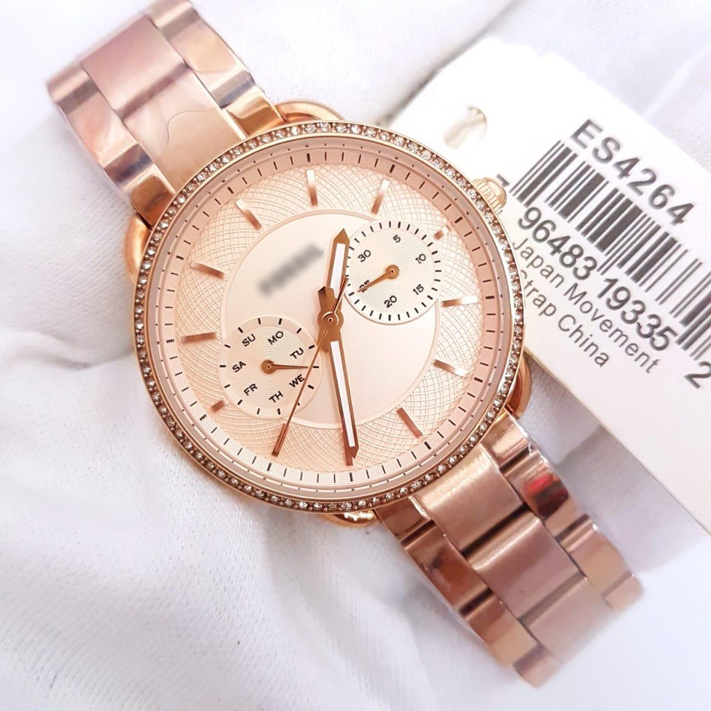 Authentic Original Fossil Women Tailor Rose Gold Dial Stainless Steel Watch ES4264 Jam Tangan Wanita Shopee Malaysia