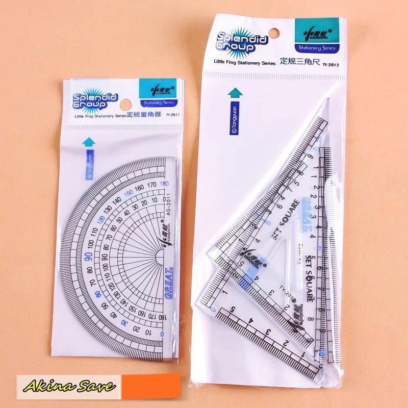 Protector TY-2011 / TY-2012 Triangle Ruler 2in1 /Pack 小青蛙TY-2012定规三角尺 ...