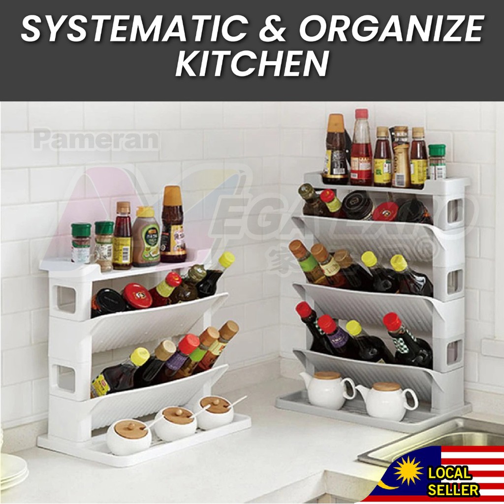 4 Layer Kitchen Storage / Multi Layer Kitchen Seasoning Jar & Bottle ...