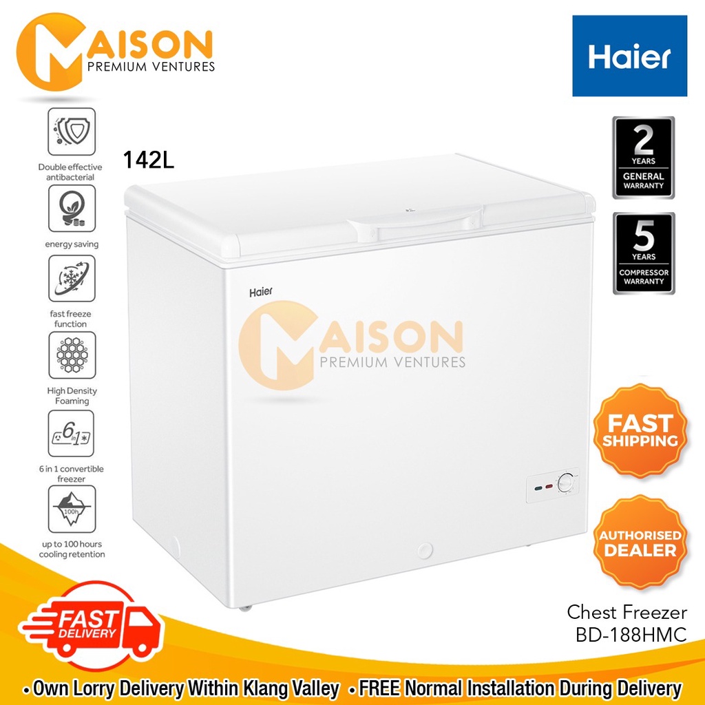 [Sales] Haier Chest Freezer 142L BD188HMC (FAST DELIVERY)(Delivery Within Klang Valley Only