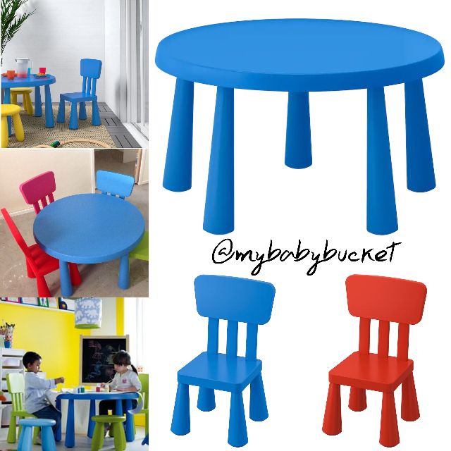 Ikea plastic table online and chairs