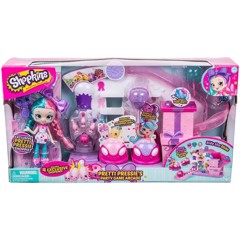 Shopkins Shoppies Pretti Pressie's Party Game Arcade/ Shopkins Toy Set