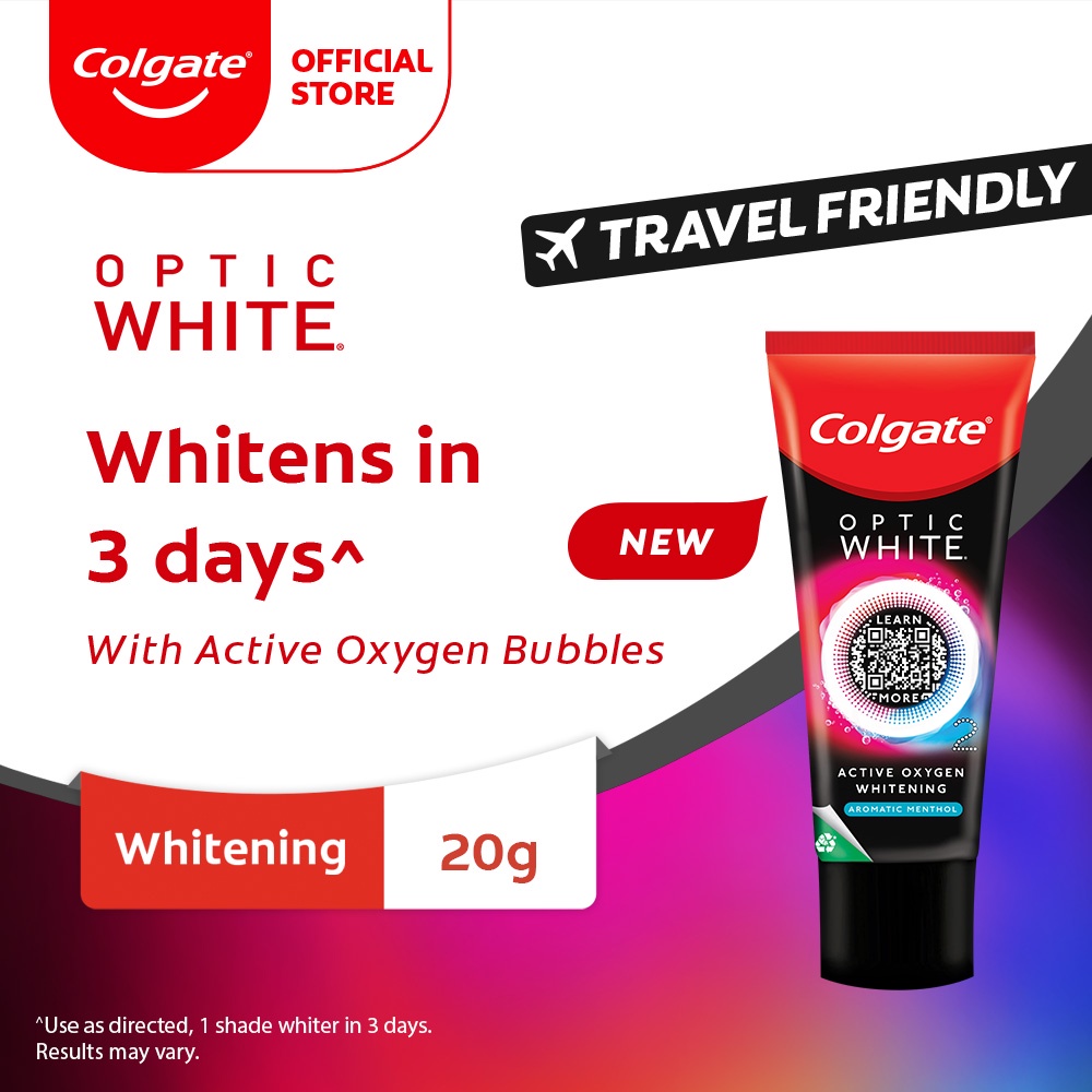 Colgate Optic White O2 Oxygen Whitening 20g Travel Sample Trial ...