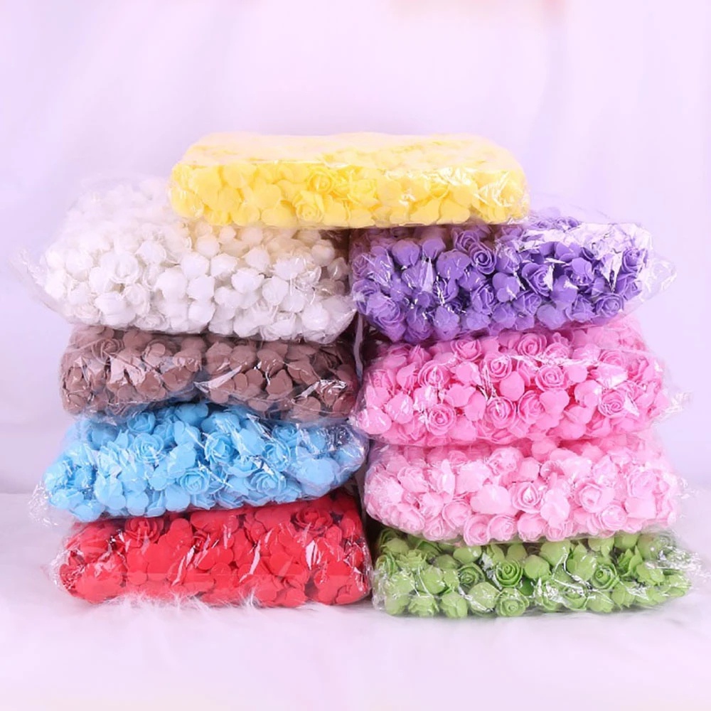 100Pcs Mini Artificial Flower PE Foam Rose Head Manual DIY Wedding Home