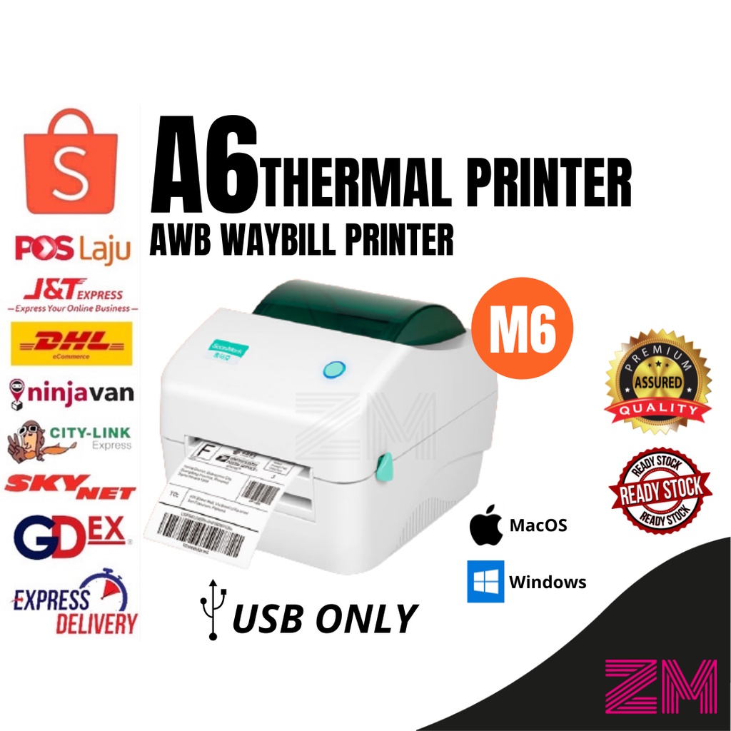 Soonmark M6 Label Printer Thermal Shipping Address Barcode 150mm*100mm.